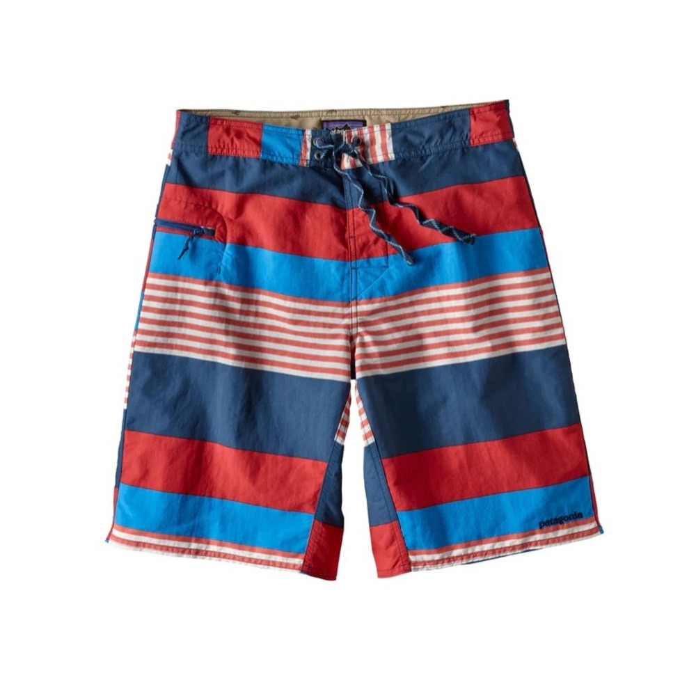 Patagonia Wavefarer Board‎ Shorts Striped Swim Trunks Red Blue White Size 36